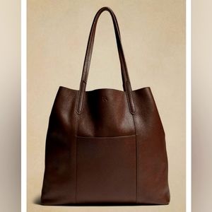 Banana Republic Classic Pebbled LeTher Tote -Tobacco/Brown